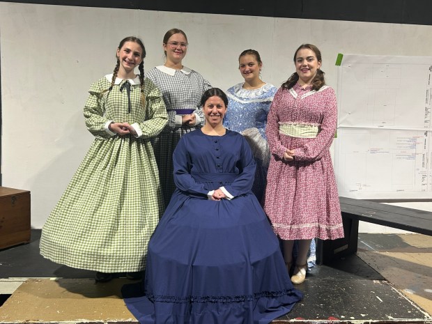 The cast of "Little Women" at Colonial Playhouse in Aldan includes, left to right, Melody Graham (Beth), Natalie Sidlow (Jo), Shari Rosen-Kelly (Marmee), Brooklyn Elia (Meg), and Melissa Tillman (Amy). (COURTESY OF COLONIAL PLAYHOUSE)