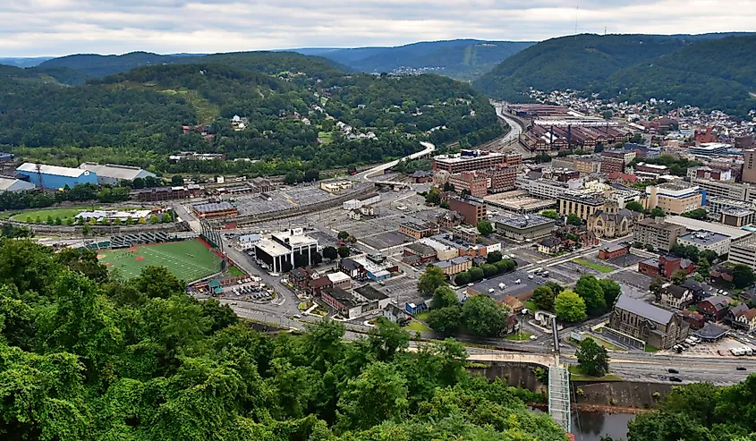 A view of downtown Johnstown, Pennsylvania from the Inclined Plane