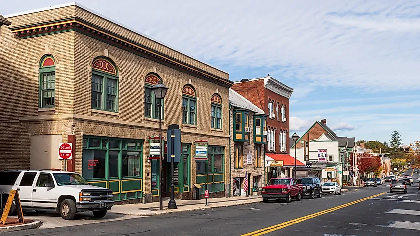View along Carlisle Street in downtown Gettysburg, Pennsylvania.
