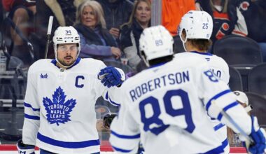 Auston Matthews, John Tavares lead Toronto Maple Leafs past Philadelphia Flyers; Chris Tanev stretchered off after collision