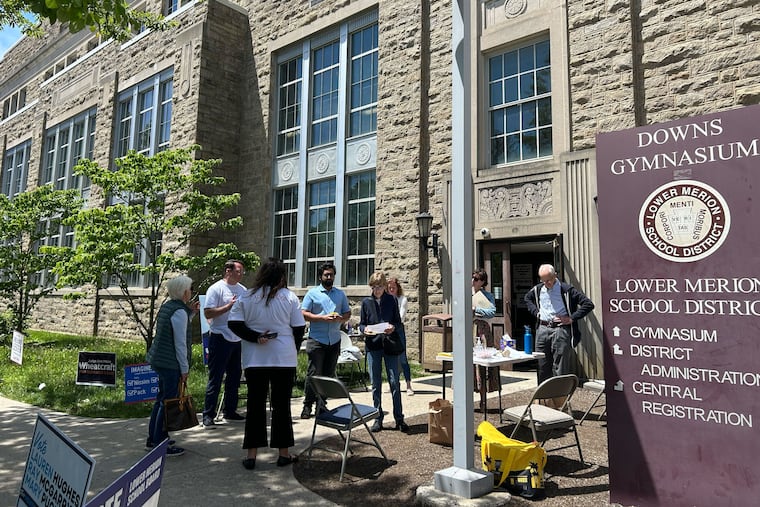 Canvassers at the entrance to the Lower Merion School District administration building on Election Day Tuesday, May 20, 2025.