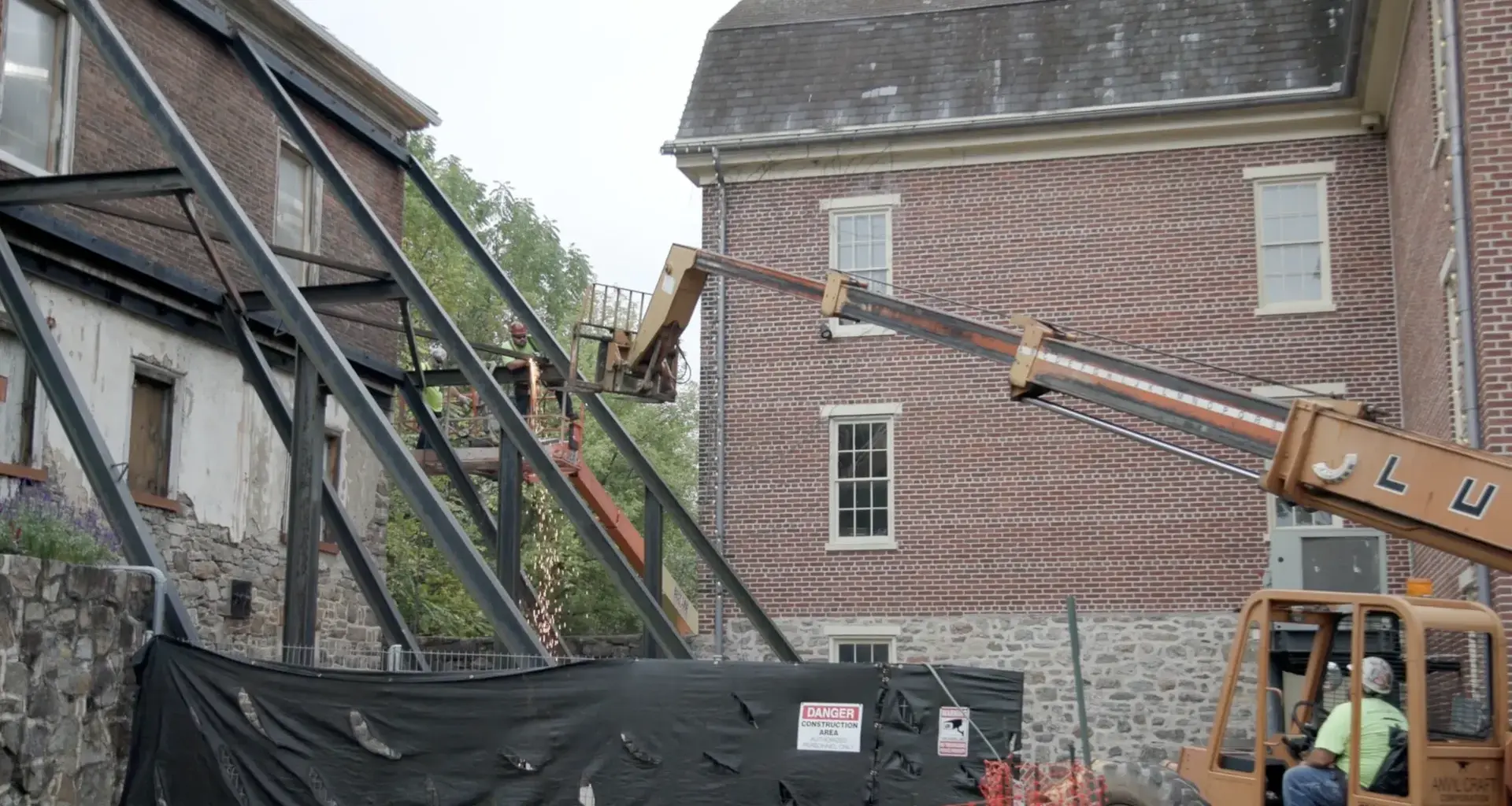 grist millers house in bethlehem pa old steel beams removed for restoration historic bethlehem pennsylvania