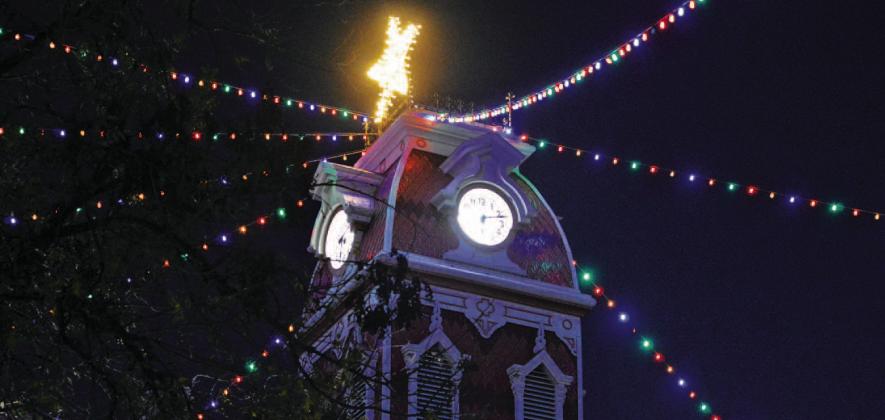 The lighted star atop the Lampasas County Courthouse is reminiscent of the Star of Bethlehem, which the Gospel of Matthew mentions as a celestial sign that directed wise men, or magi, from the East to the town where Jesus was born. ERICK MITCHELL | DISPATCH RECORD