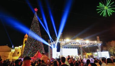 Bethlehem celebrates first Christmas tree lighting since war as pilgrims slowly return