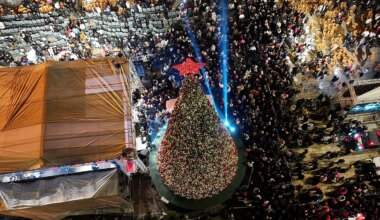 Bethlehem Christmas tree lights up for first time since start of Gaza war