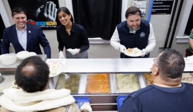 JD Vance and Usha Vance serve food at Allentown Rescue Mission: Photos