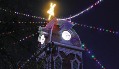 The lighted star atop the Lampasas County Courthouse is reminiscent of the Star of Bethlehem