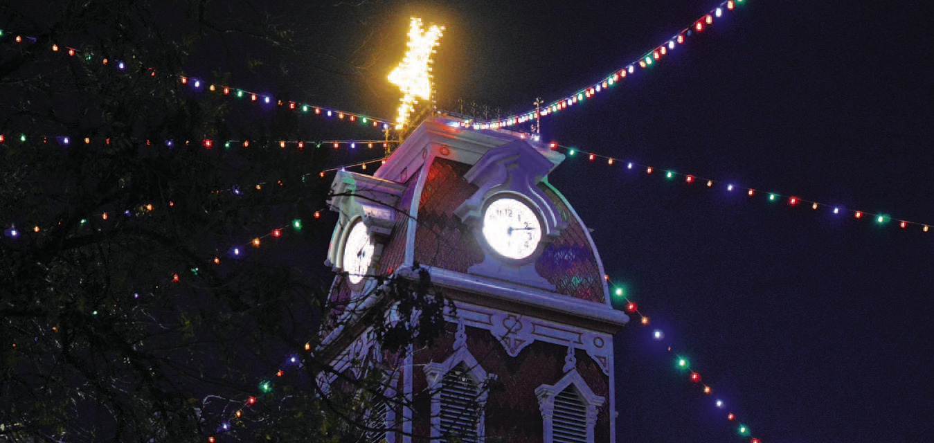 The lighted star atop the Lampasas County Courthouse is reminiscent of the Star of Bethlehem