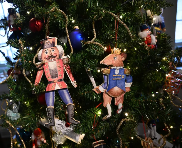 The Nutcracker tree is seen Sunday, Dec. 7, 2025, at the Moravian Museum of Bethlehem in the Single Sisters' House in Bethlehem during the "Trees of Historic Bethlehem" exhibition. The show, presented by Historic Bethlehem Museums & Sites, is back for the 2025 holiday season with a collection of the top Christmas trees and themes of the past 20 years. It runs through Jan. 11. (Amy Shortell/The Morning Call)