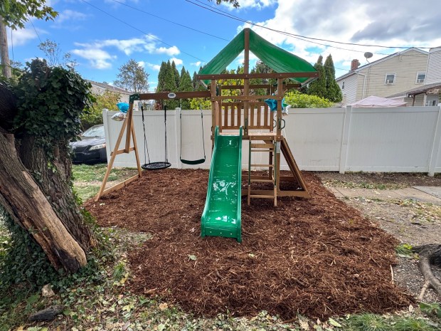 The completed backyard playset built by a team of volunteers from Discovery Federal Credit Union for a young Berks County girl battling cancer.(Courtesy Discovery Federal Credit Union)