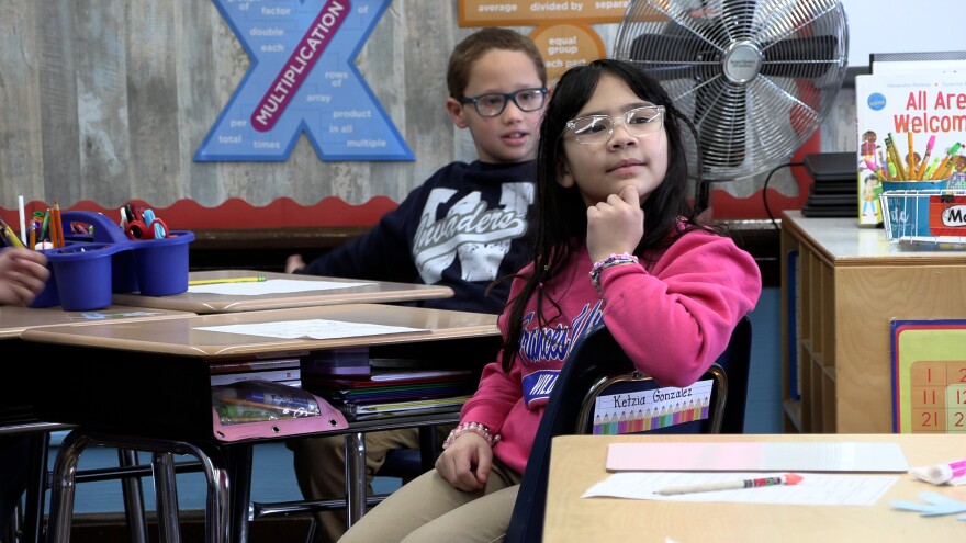 Students listen in Annamae Martinelli's classroom at Frances Willard Elementary Schoool.
