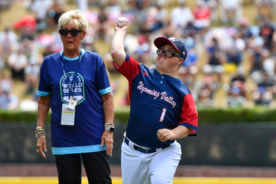 James Scholten Jr. of the Wyoming Valley Challenger team had the opportunity to throw out the first pitch of the Caribbean vs. Asia Pacific game.