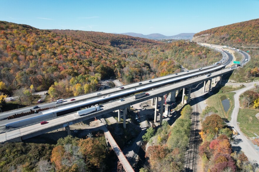 Pennsylvania Department of Transportation District 4 officials said Tuesday, Dec. 16, 2025 that work on the 'twin bridges' project on Interstate 84 in Roaring Brook, Lackawanna County, seen here, was completed that week.