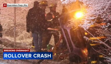 2 rescued from overturned vehicle in East Allen Township, Northampton County