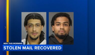 Suspected mail thieves arrested following police pursuit in Reading, Pennsylvania
