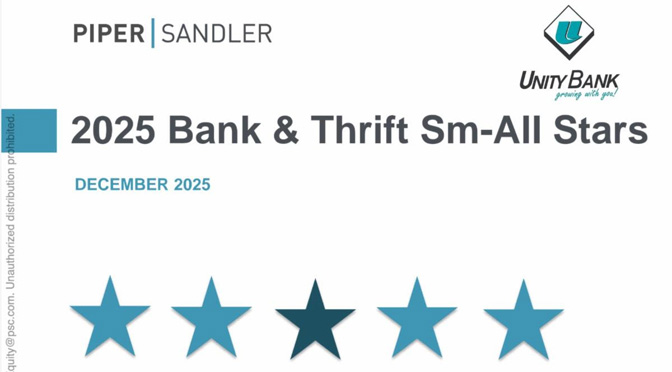Unity Bancorp Named to Piper Sandler   Sm-All Stars Class of 2025