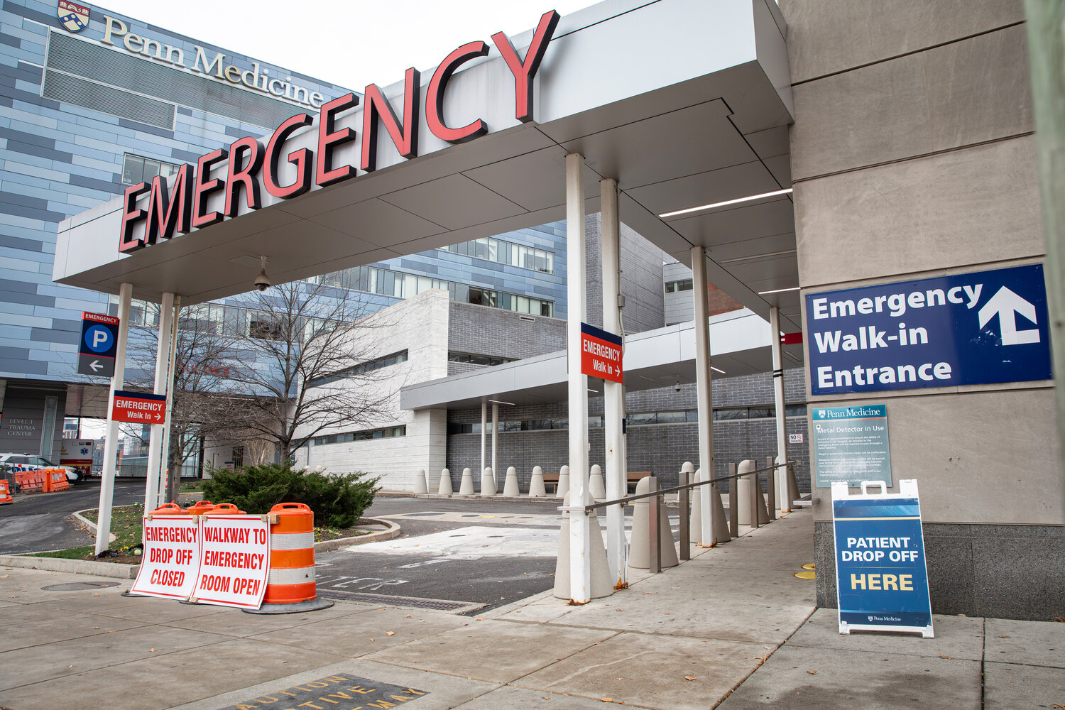 The Emergency Room entrance at Penn Presbyterian Medical Center is shown.