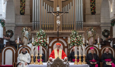 Latin Patriarch of Jerusalem Italian Pierbattista Pizzaballa (center) leads the yearly Christmas mass in the Church of the Nativity in the Israeli-occupied West Bank city of Bethlehem, believed to be the birthplace of Jesus Christ, on Dec. 24, 2025. Throughout the Gaza war that began with Hamas's attack on Israel in October 2023, a sombre tone marked Chistmases in Bethlehem, the biblical birthplace of Jesus Christ.