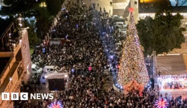 Bethlehem Christmas tree lights up for first time since Gaza war