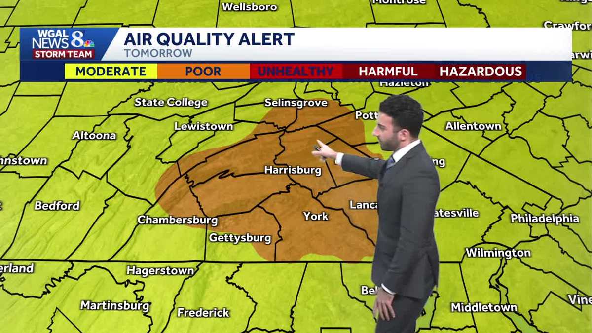 Cloudy & cool this weekend; Impact Day Sunday for air quality for south-central Pennsylvania