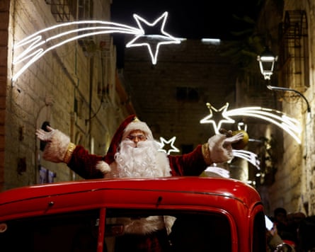 Christmas and New Year celebrations are held along the streets of Manger Square around the Church of the Nativity, believed to be the birthplace of Jesus