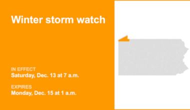 Winter storm watch in place for Southern Erie from Saturday to Monday – gusts may reach 30 mph