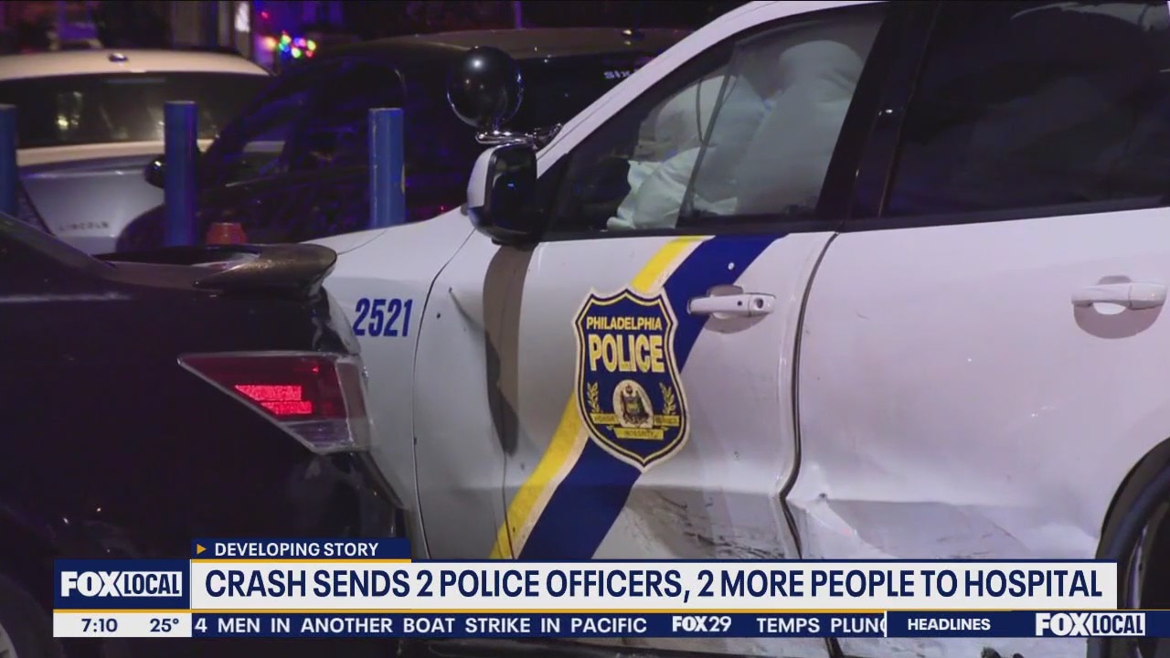2 Philadelphia police officers hurt in crash with SmartCar in Hunting Park