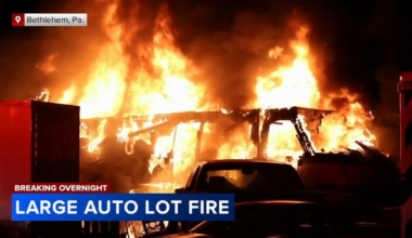 Flames Destroy Vehicles at Bethlehem, PA, Lot