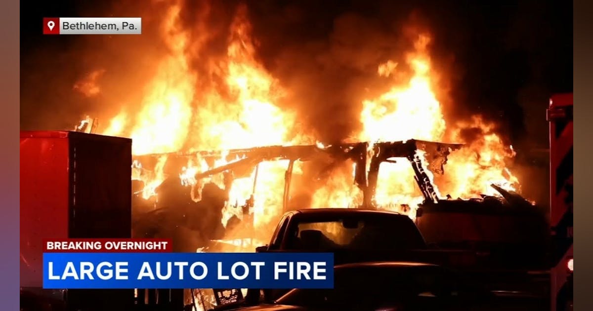 Flames Destroy Vehicles at Bethlehem, PA, Lot