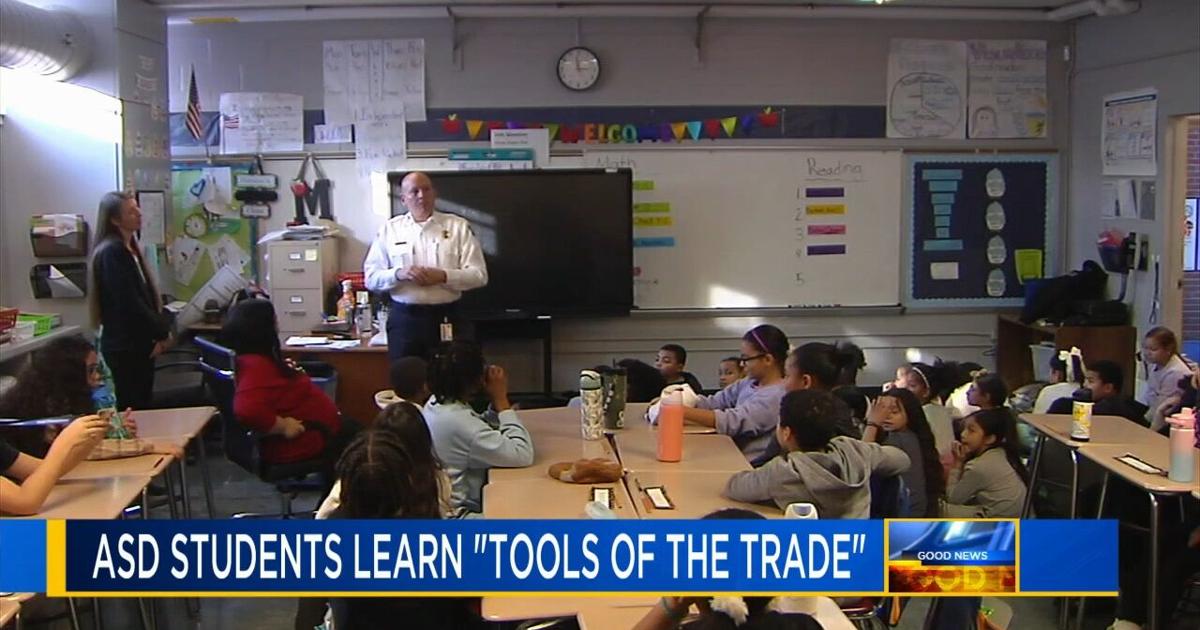 City firefighter shares his experiences with 4th graders in Allentown as part of 'Tools of the Trade' speaker series | Allentown Area