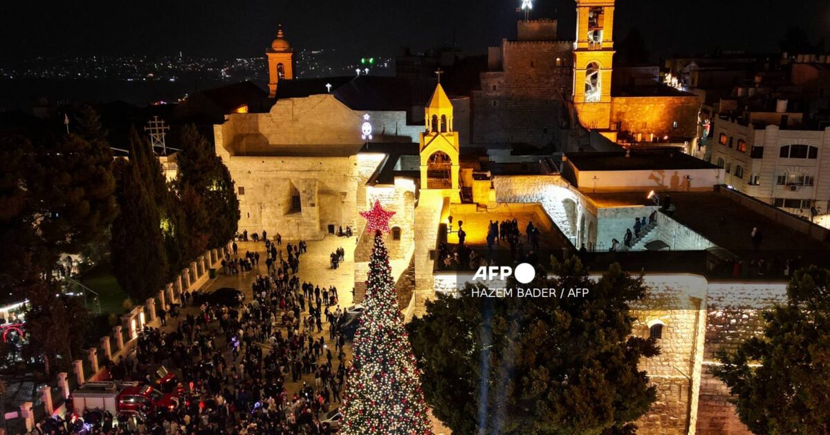 Bethlehem Christmas tree lit for first time since Gaza war
