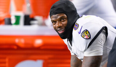 Lamar Jackson at practice for the Ravens as Baltimore prepares for Pittsburgh showdown