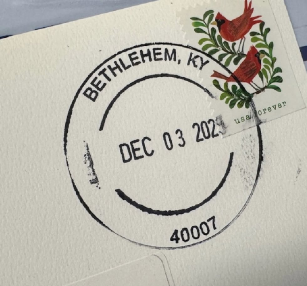 Each envelope is hand cancelled