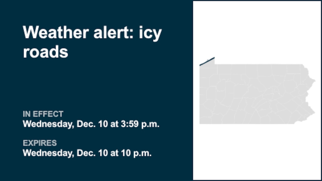 Weather alert issued for icy roads in Northern Erie until Wednesday night