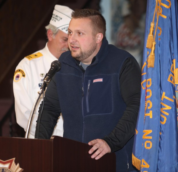 Dupont Boro Councilman Joseph Jones adresses veterans during a Pearl Harbor Remembrance Program held at the  Dupont Veterans of Foreign Wars Post 4909 Sunday morning December 7th 2025.