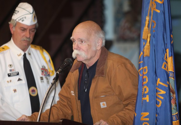 Dupont Boro Councilman Robert Price adresses veterans during a Pearl Harbor Remembrance Program held at the  Dupont Veterans of Foreign Wars Post 4909 Sunday morning December 7th 2025.