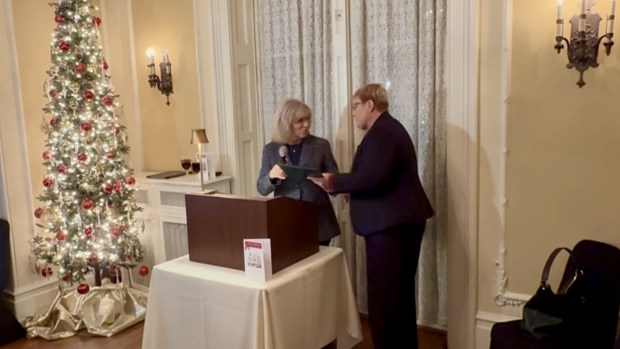 State Sen. Judy Schwank, left, presents Carolyn Bazik, executive director of Co-County Wellness Services with a Senate citation honoring the organization's 40th anniversary. (Courtesy of Co-County Wellness Services.