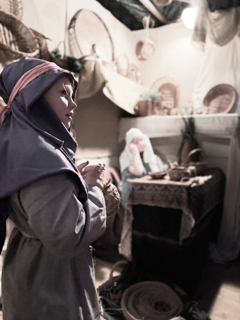 Volunteers in period clothing take part in the Bethlehem Walk of Escondido, which ran Dec. 12-14, 2025, at the Escondido California Stake Center.