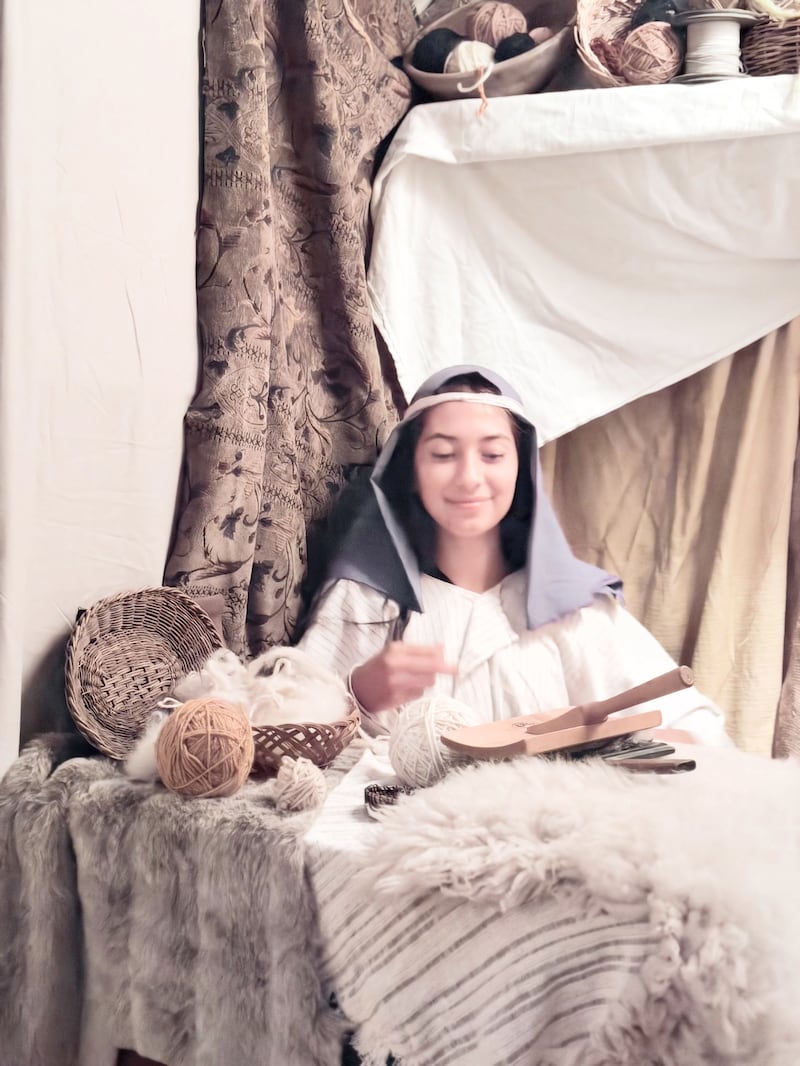 A volunteer dressed in period clothing takes part in the Bethlehem Walk of Escondido, which ran Dec. 12-14, 2025, at the Escondido California Stake Center.