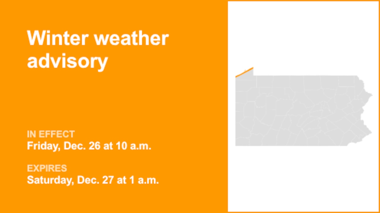 Winter weather advisory affecting Northern Erie Friday and Saturday