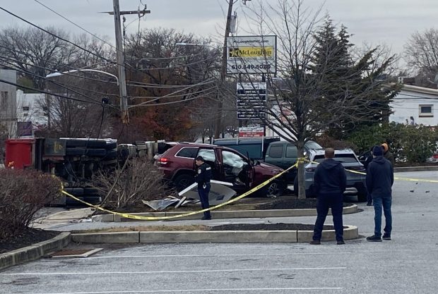 A look at the West Chester Pike wreckage from the other side. (PETE BANNAN - DAILY TIMES) 