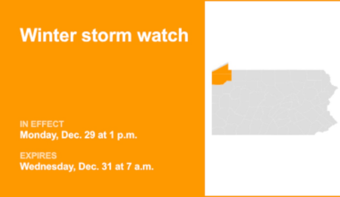 Southern Erie and Crawford County under a winter storm watch from Monday to Wednesday
