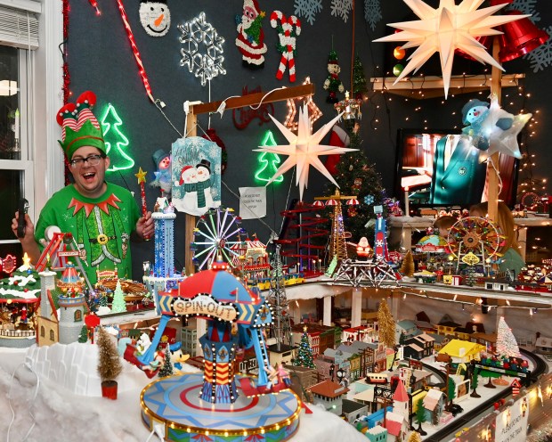 Aaron Gulla of Birdsboro set up a large train display in the Birdsboro Community Memorial Center for Christmas in Birdsboro on Dec. 13. (Jesi Yost/For MediaNews Group)