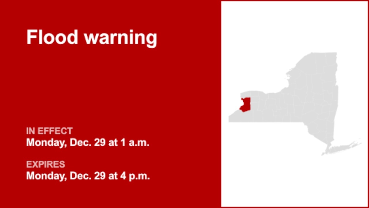 Flood warning affecting Erie County Monday — minor flooding is expected