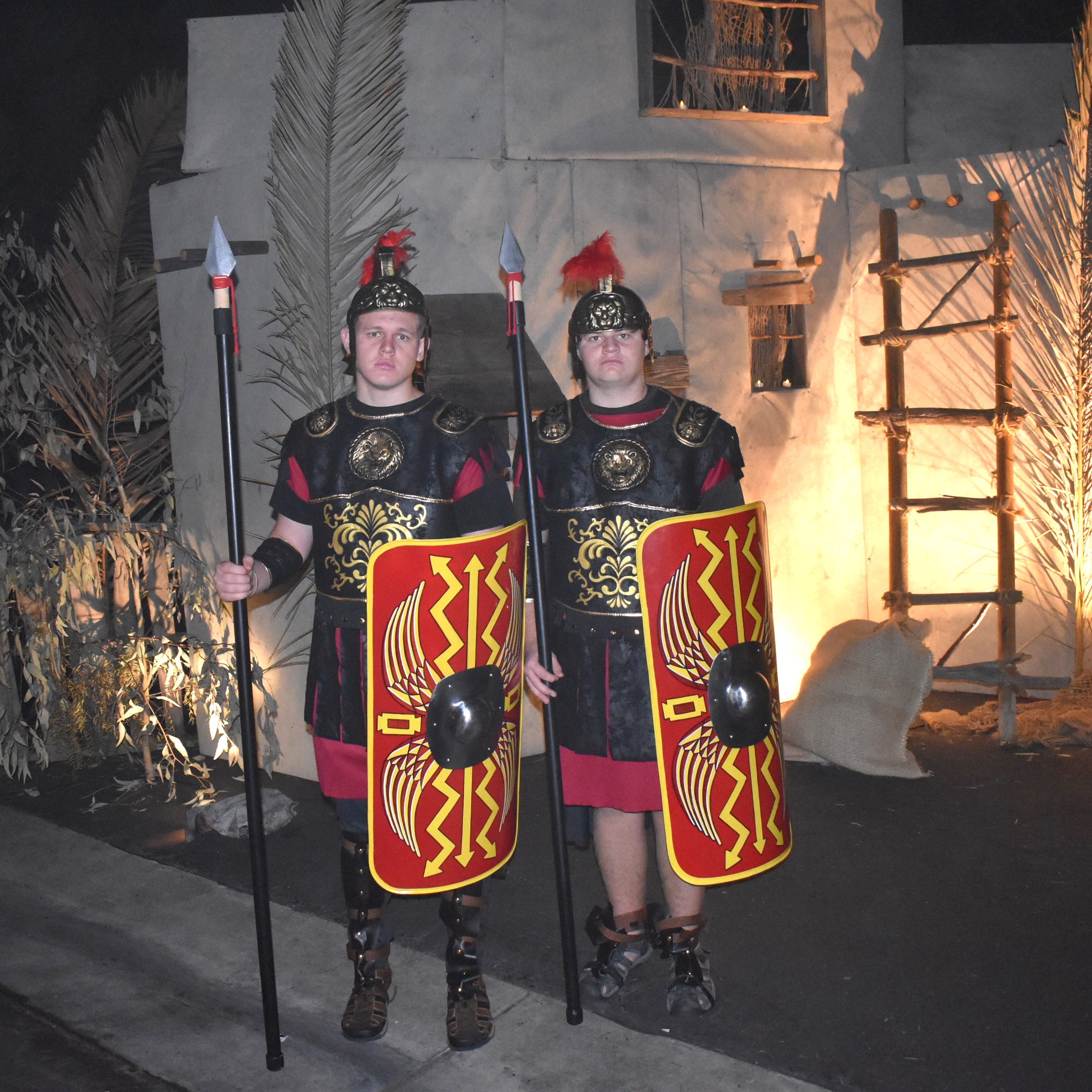 Among those portraying centurions in the Bethlehem Village were Zander...