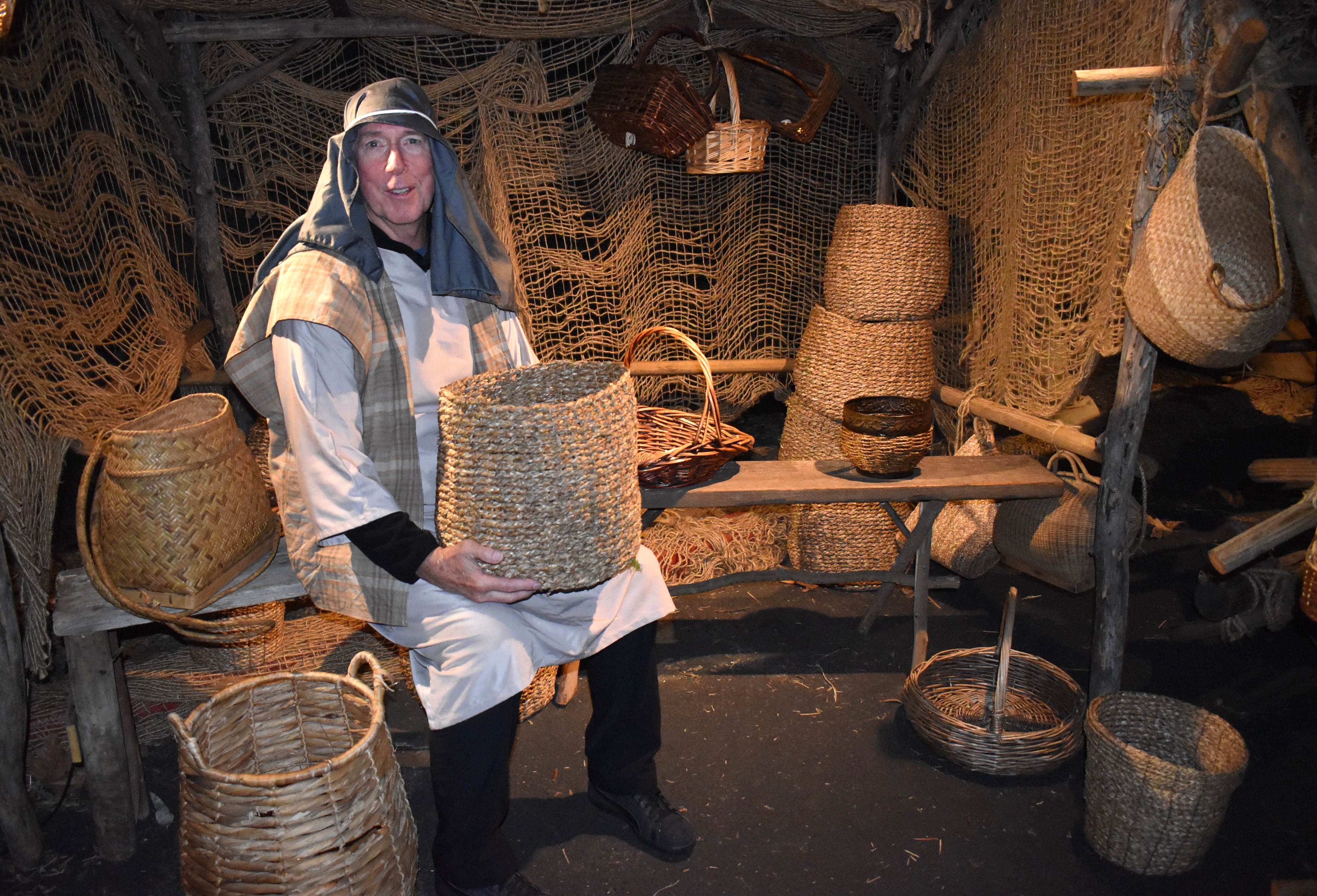 Steve Sharp as a Bethlehem Village basket seller. (Elizabeth Marie...