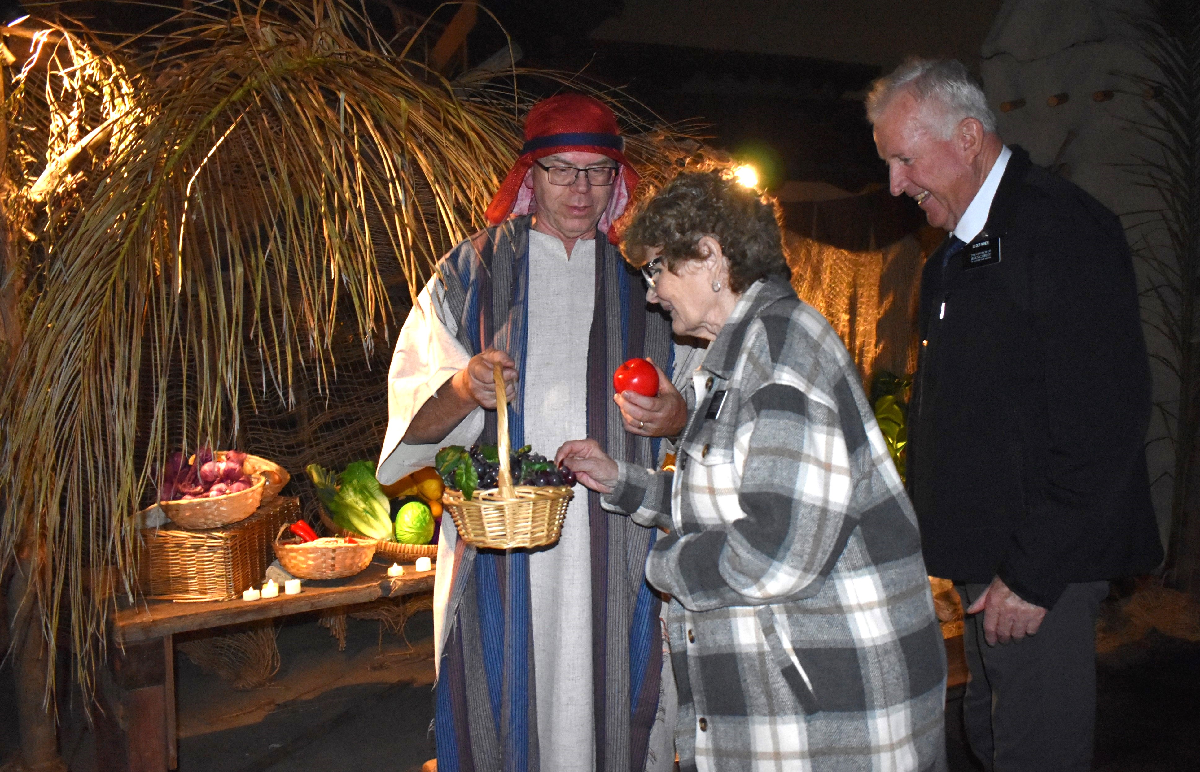 Fred Leavitt, a Bethlehem Village vegetable seller, trying to sell...