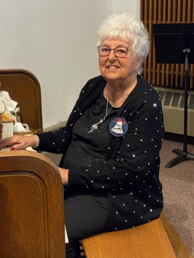 LaRue Sheetz, 87, musical director, presented a Christmas Cantata of "Favorite Christmas Selections, Through the Years" at the Dec. 14 worship service at Trinity Lutheran Church, Bechtelsville. (Photo courtesy of Diane Hartman)