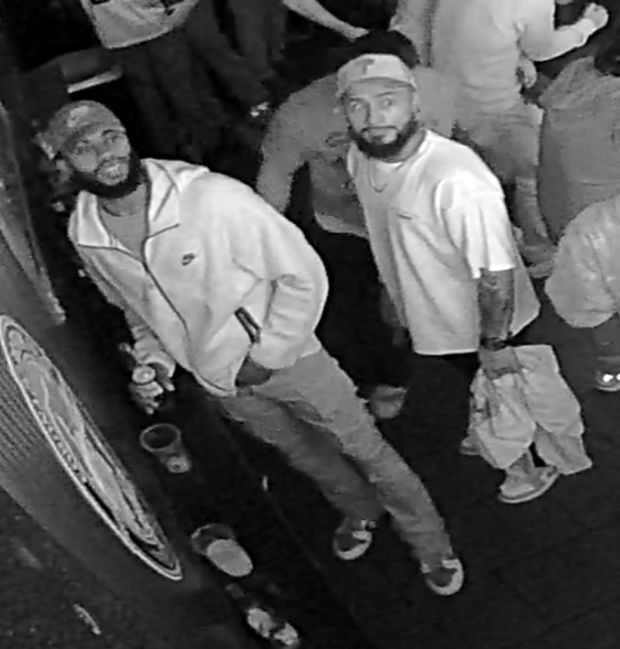 Spring Township Police are seeking assistance in identifying two people in connection with an assault that took place Nov. 27 at 12:40 a.m. at P.J. Whelihan's Pub & Restaurant. The subjects left the establishment in a silver BMW sedan. (Courtesy of Crime Alert Berks County)
