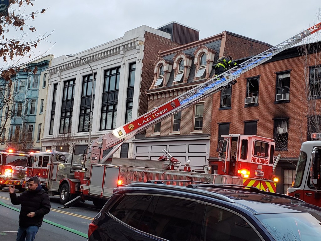 Fire in 3-story apartment building in downtown Reading displaces occupants